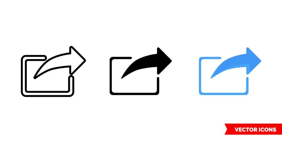 Share icon of 3 types. Isolated vector sign symbol. Stock Illustration