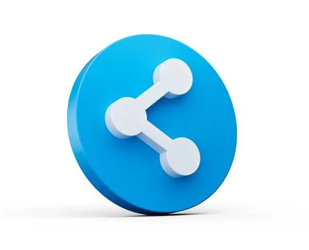 Share icon 3d isometric isolated on white background. Blue Round shape Web .. Stock Illustration