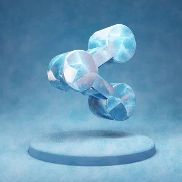 Share icon. Cracked blue Ice Share symbol on blue snow podium. Stockillustratie