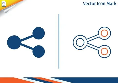 Share icon link symbol solid and outline blue orange. Stock Illustration