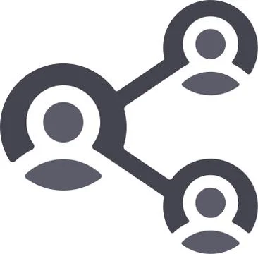 Share icon in plain and flat style, with people silhouette. Stock Illustration