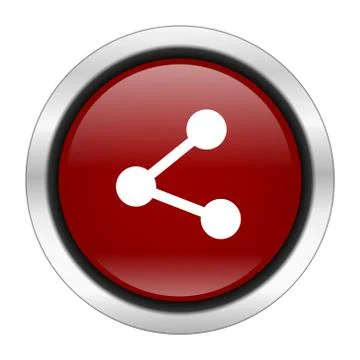 Share icon, red round button isolated on white background, web design illustr Stock Illustration