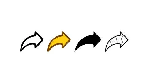 Share icon set in different styles. Right arrow vector illustration isolated  Stock Illustration