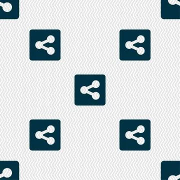 Share icon sign. Seamless pattern with geometric texture. Illustrazione stock