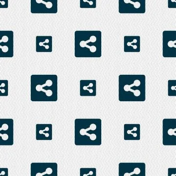 Share icon sign. Seamless pattern with geometric texture. Ilustración de archivo