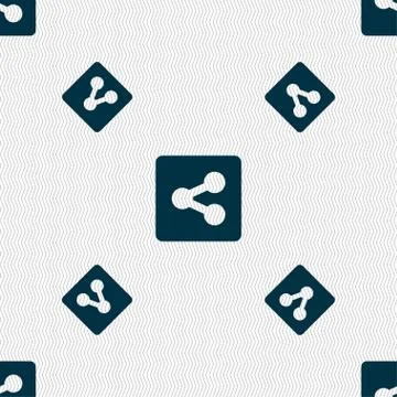 Share icon sign. Seamless pattern with geometric texture. Stock Illustration