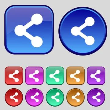 Share icon sign. A set of twelve vintage buttons for your design. Vector Stock Illustration