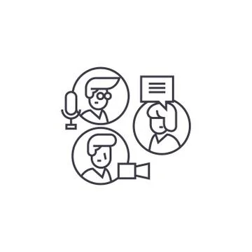 Share ideas, group chat vector line icon, sign, illustration on background Stock Illustration