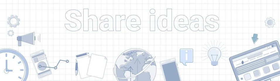 Share Ideas Word On Squared Background Horizontal Banner イラスト素材