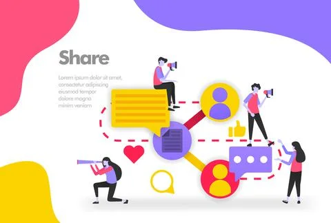 Share Illustration Concept, Sharing work files and documents. Modern flat des Stock Illustration