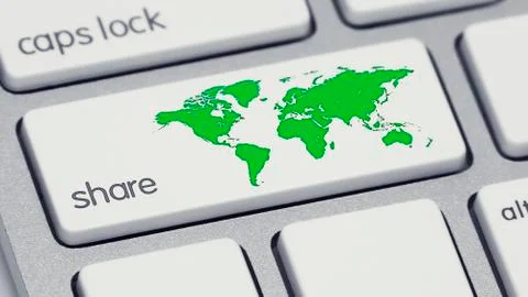 Share Keyboard Button Green World icon 스톡 일러스트