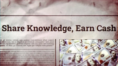 Share Knowledge, Earn Cash Title on Digital Newspaper Stock Footage 317055973