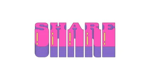 Share layered pink vaporwave button typography Stock Illustration