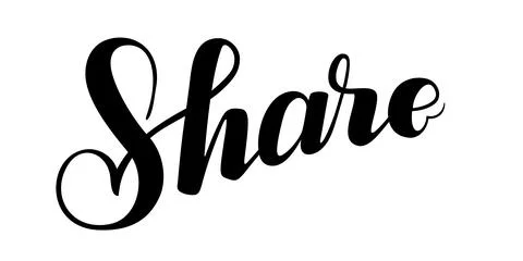 Share lettering. Calligraphic letters composing word Share. Vector illustration Illustrazione stock