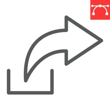 Share line icon, ui and button, arrow sign vector graphics, editable stroke Ilustración de archivo