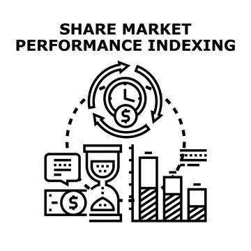 Share market performance indexing and financial analysis concept Stock Illustration