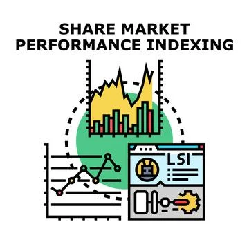 Share market performance indexing and financial data analysis Stock Illustration