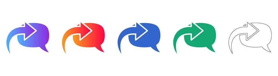 Share Message Bubble Icons with Arrow Design Stock Illustration