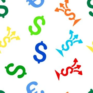 Share Money Flat Vector Seamless Pattern Stock Illustration