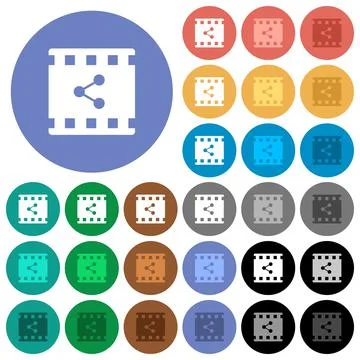 Share movie round flat multi colored icons Stock Illustration