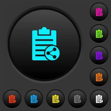 Share note dark push buttons with color icons Stock Illustration
