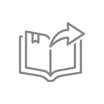 Share open book line icon. Bookcrossing, books swap, reusable library symbol Stock Illustration