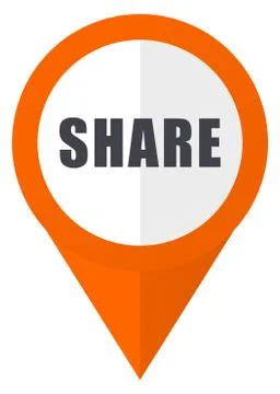 Share orange pointer vector icon in eps 10 isolated on white background. Stockillustratie