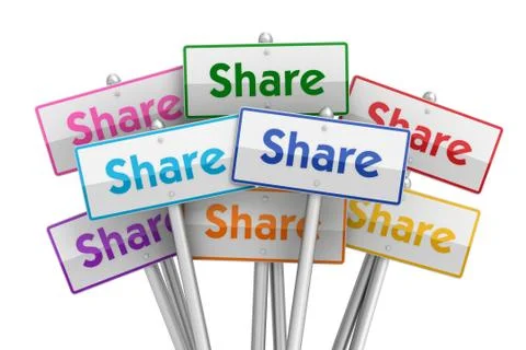 Share placards 3d illustration Stock Illustration