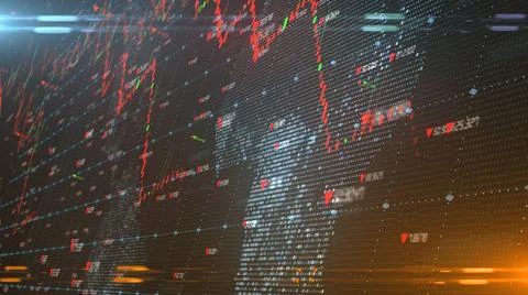 Share price down stock chart in red financial business market recession Stock Illustration