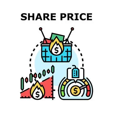 Share price value concept creating profit strategy Stock Illustration