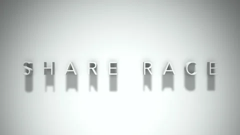 Share race 3D title animation with shadows on a white background Stock Footage 297456909