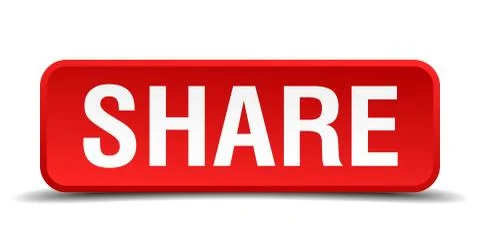 Share red 3d square button isolated on white 스톡 일러스트