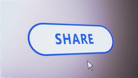 Share rounded button label tag pixelated screen computer website click social me Stock Footage 146047259