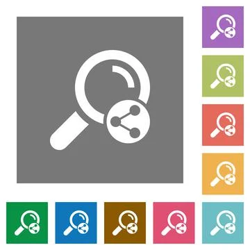 Share search results square flat icons Stock Illustration