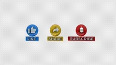 Like share subscribe buttons 3D animatio... | Stock Video | Pond5