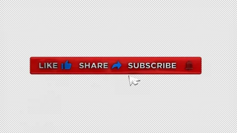 Like share subscribe buttons band  3D animation alpha video Stock Footage 147740779