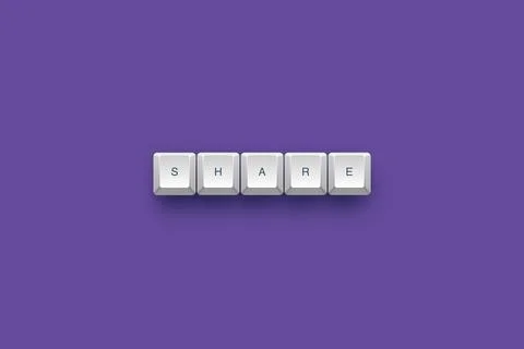 Share text on a 3d keyboard button with shadow concept series 스톡 일러스트