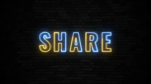 'SHARE' thin line neon border lines title animation. Simple seamless loop Stock Footage 153819230
