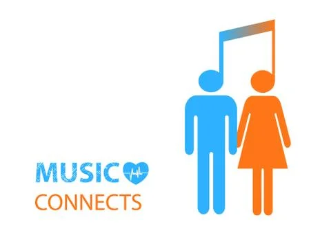 Share  - two people listening to the same music Stock-Illustration