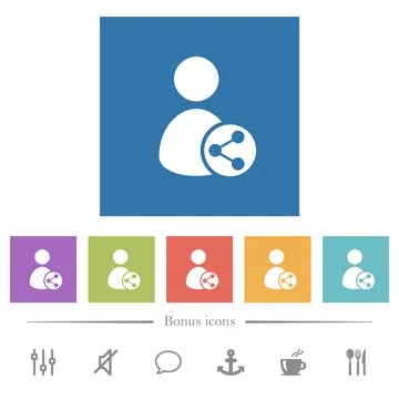 Share user data flat white icons in square backgrounds Stock Illustration