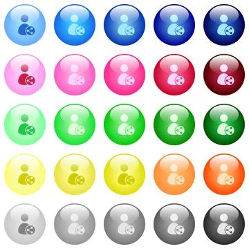Share user data icons in color glossy buttons Stock Illustration