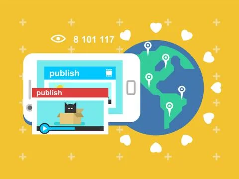 Share video publish Stock Illustration