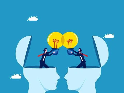 Share work knowledge. business people share light bulb ideas Stock Illustration