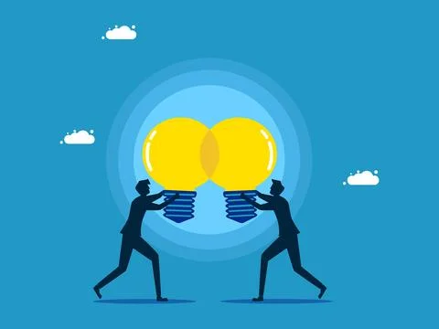Share work knowledge. business people share light bulb ideas Stock Illustration