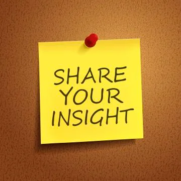 Share your insight words on post-it Illustrazione stock