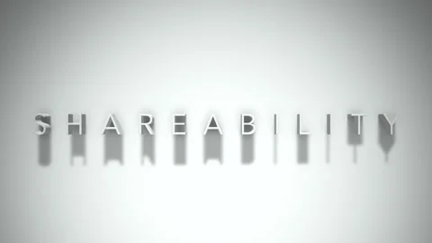 Shareability 3D title animation white text on a white background Stock-Footage 299757876