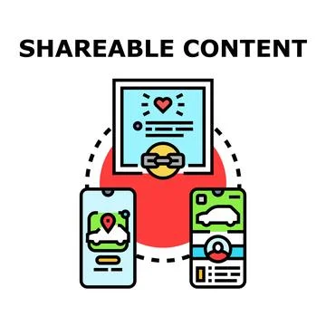 Shareable content concept with mobile devices Stock Illustration