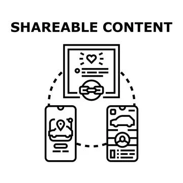 Shareable content concept with mobile devices Stock Illustration