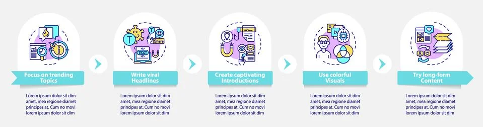 Shareable content creation vector infographic template Stockillustratie