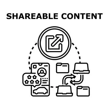 Shareable content distribution and digital marketing concept Stock Illustration